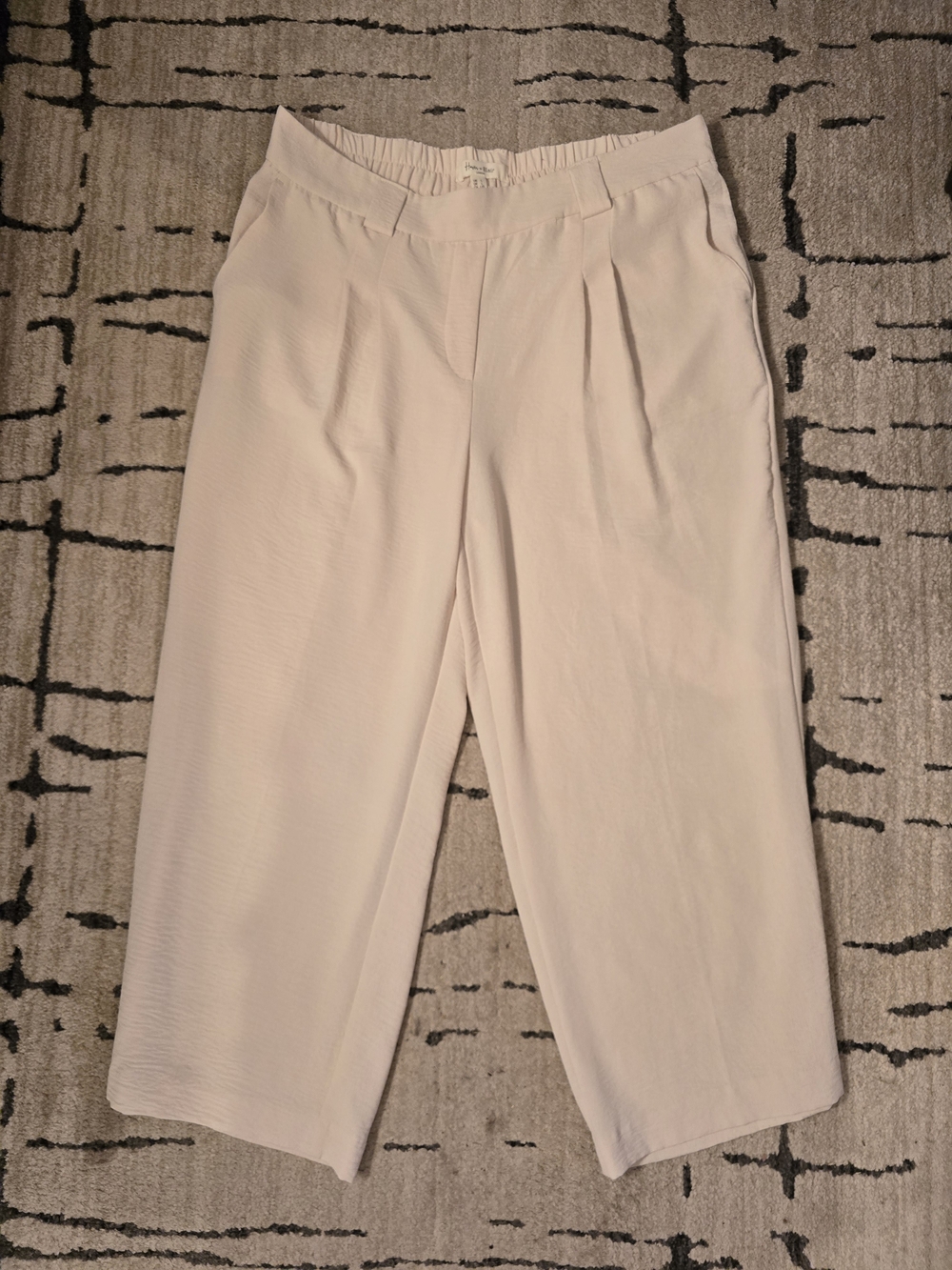 Cropped High-Rise Wide-Leg Pants in Cream
